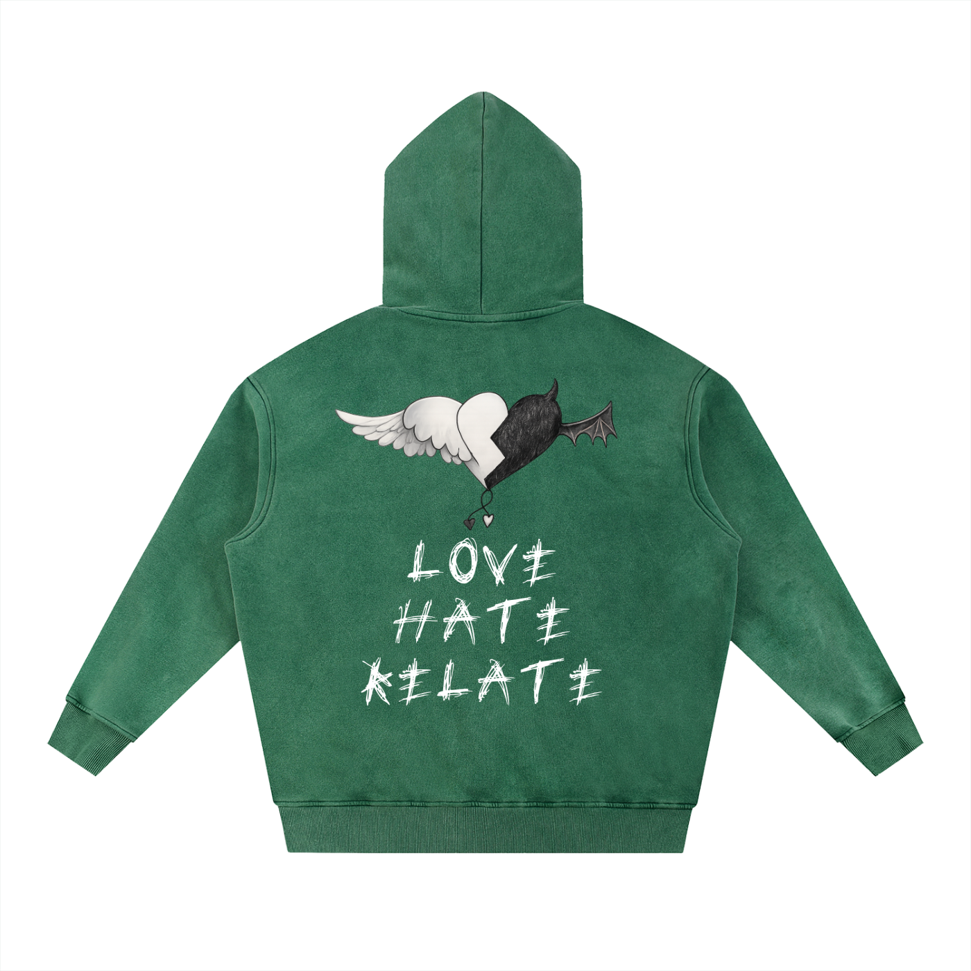 Snow Washed Demon/Angel Fleece Oversize Hoodie