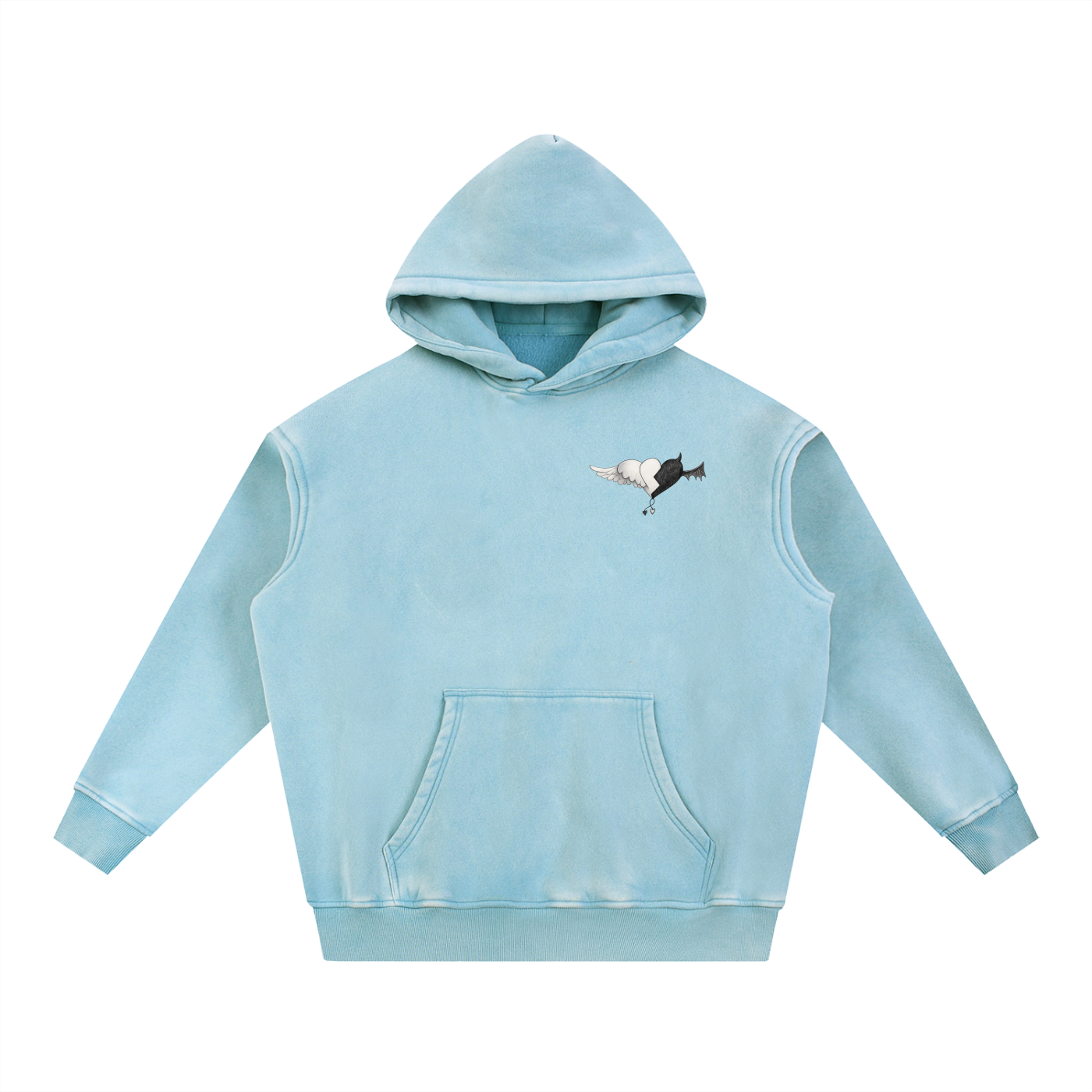 Snow Washed Demon/Angel Fleece Oversize Hoodie