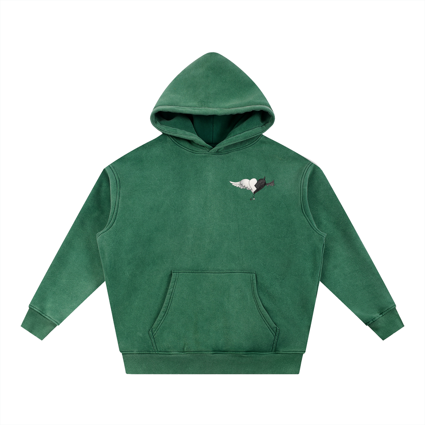 Snow Washed Demon/Angel Fleece Oversize Hoodie