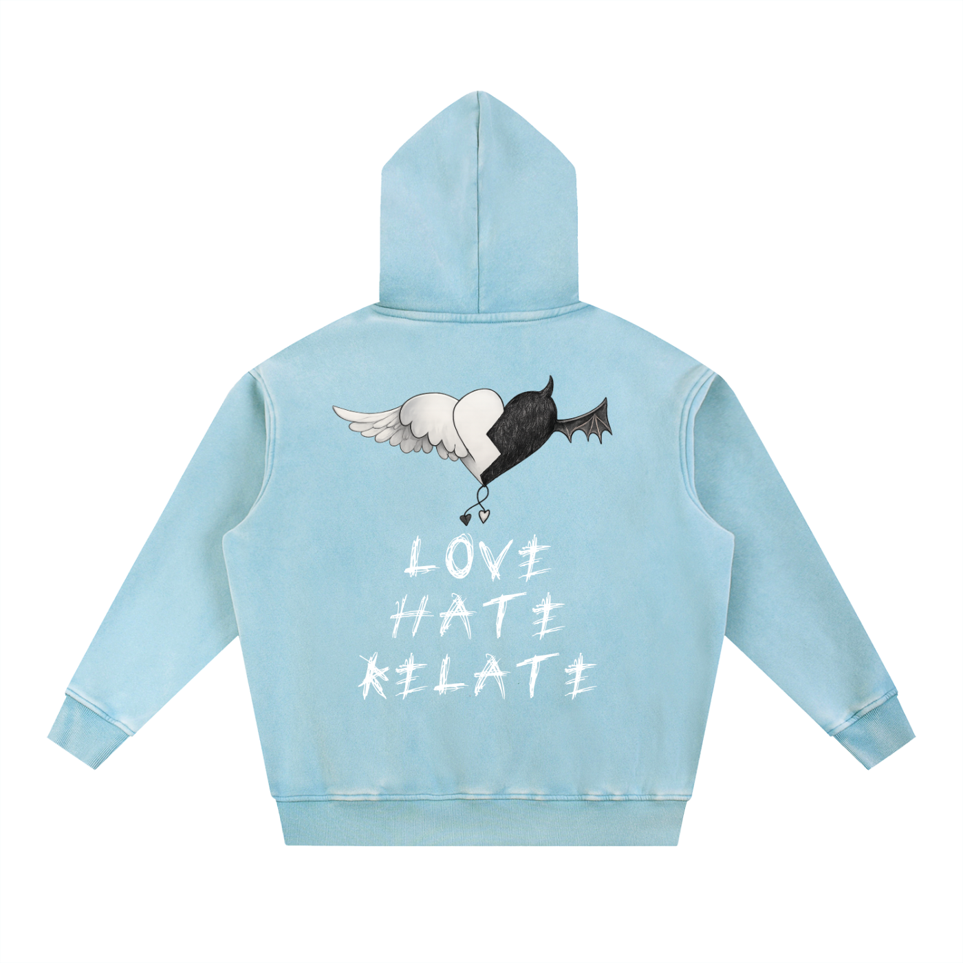 Snow Washed Demon/Angel Fleece Oversize Hoodie
