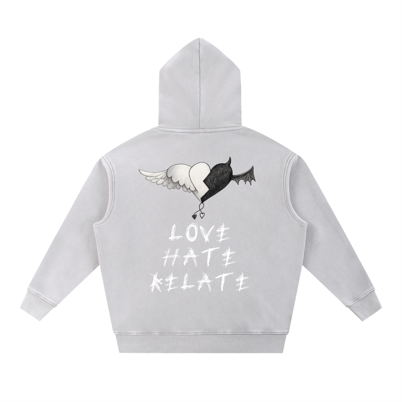 Snow Washed Demon/Angel Fleece Oversize Hoodie