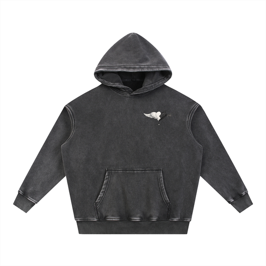 Snow Washed Demon/Angel Fleece Oversize Hoodie