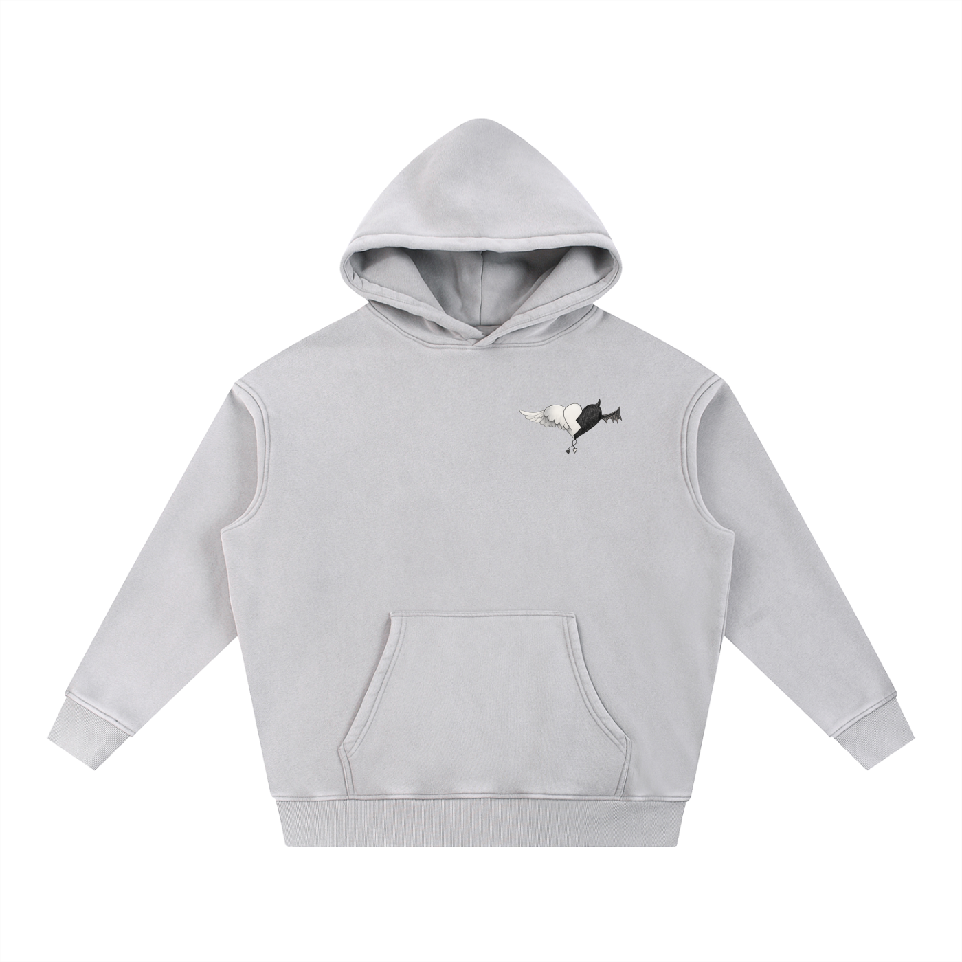 Snow Washed Demon/Angel Fleece Oversize Hoodie